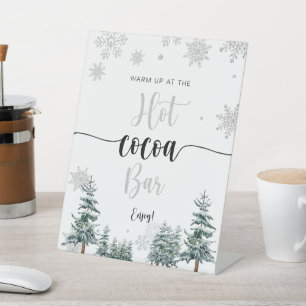 Panneau Hot Cocoa Bar, panneau d'hiver argent