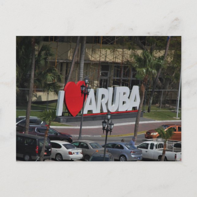 Panneau "I Love Aruba", Photographie, Carte postal (Devant)
