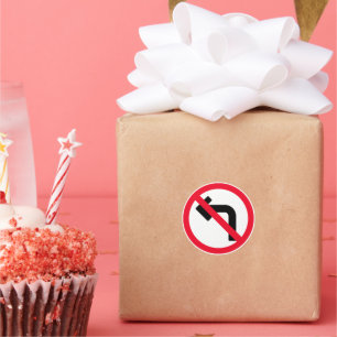 Panneau interdit de virage à gauche   Stickers ron