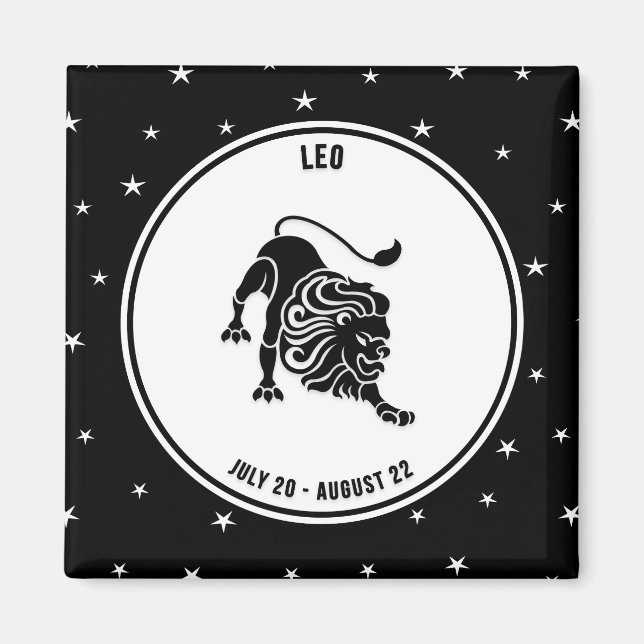 Panneau Leo Zodiac, Aimant noir et blanc (Devant)