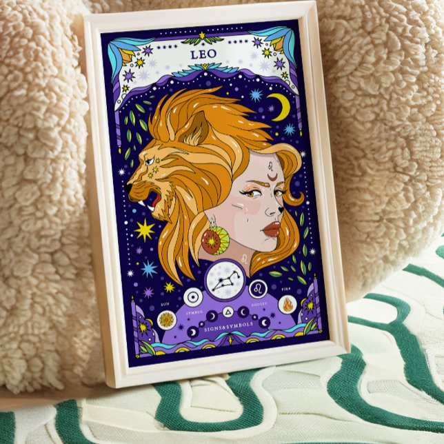 Panneau Leo Zodiac Bleu Poster - Radiant et Regal (Créateur téléchargé)