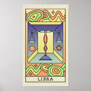 Panneau Libra Zodiac Poster vintage d'art Abstrait