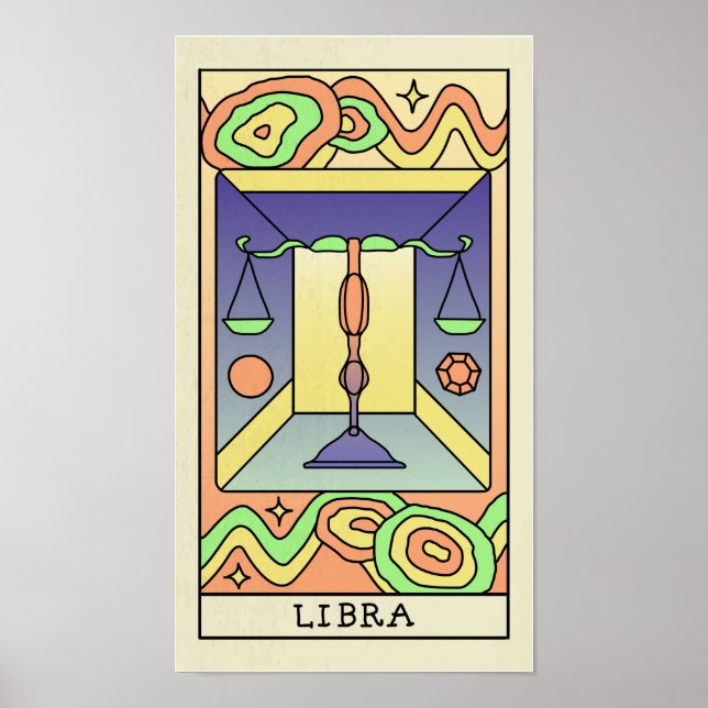 Panneau Libra Zodiac Poster vintage d'art Abstrait (Devant)