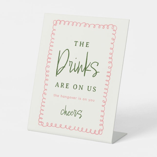 Panneau Mariage à barre ouverte rose et vert (Recto)