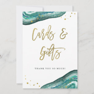 Panneau Mariage Cartes et Cadeaux Géode Turquois