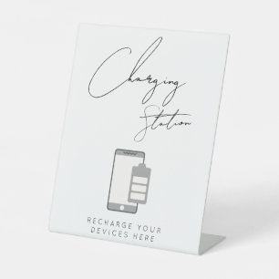 Panneau mariage de station de recharge minimaliste