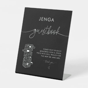 Panneau Mariage du livre d'or moderne Jenga noir