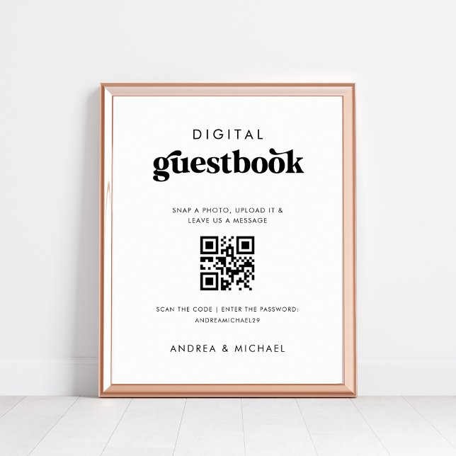 Panneau Mariage du livre d'or numérique Code QR ré (Créateur téléchargé)