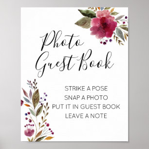 Panneau Mariage du livre d'or Photo Florale