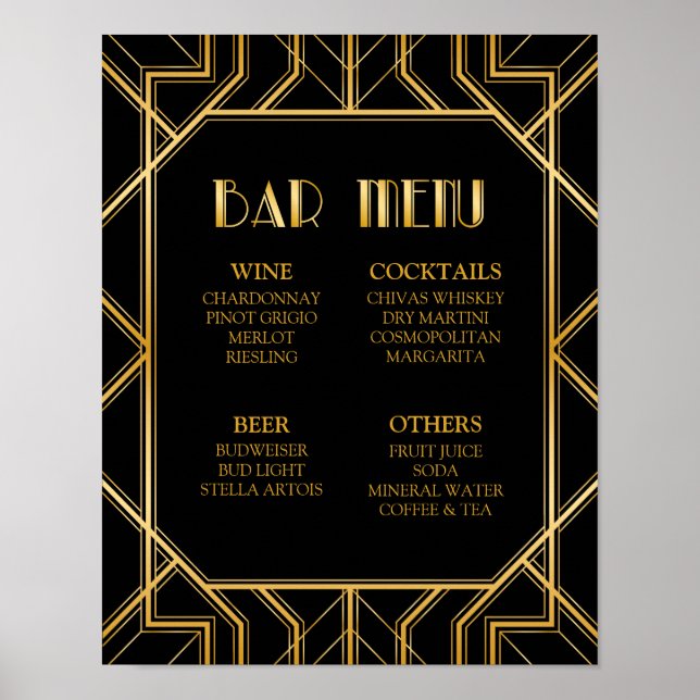 Panneau Mariage du menu barre | Gatsby Art Déco (Devant)