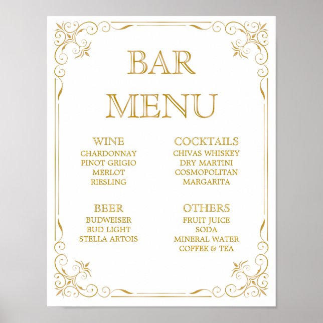 Panneau Mariage du menu barre | Gatsby Art Déco (Devant)