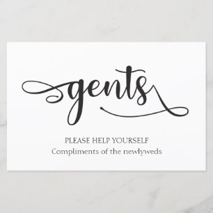 Panneau Mariage "Gents" noir blanc