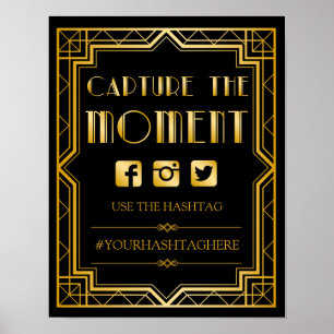 Panneau Mariage Hashtag   Gatsby Art Déco