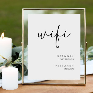 Panneau Mariage minimaliste Calligraphie WiFi Mot