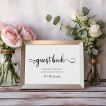Panneau Mariage moderne noir blanc "Livre d'Invité<br><div class="desc">Symbole de la table du Guest Book moderne pour votre réception ou soirée à la mode en noir et blanc ! Faites défiler vers le bas pour voir les produits correspondants que vous pouvez apprécier.</div>