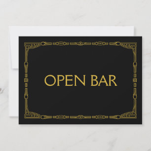 Panneau Mariage "Open Bar" Gold Art Deco