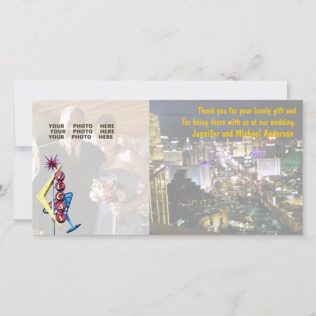 Panneau mariage photo Merci Las Vegas Neon (Devant)