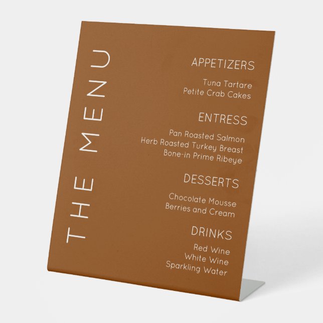 Panneau Menu Terracotta, Panneau Menu Orange Brûlé (Recto)