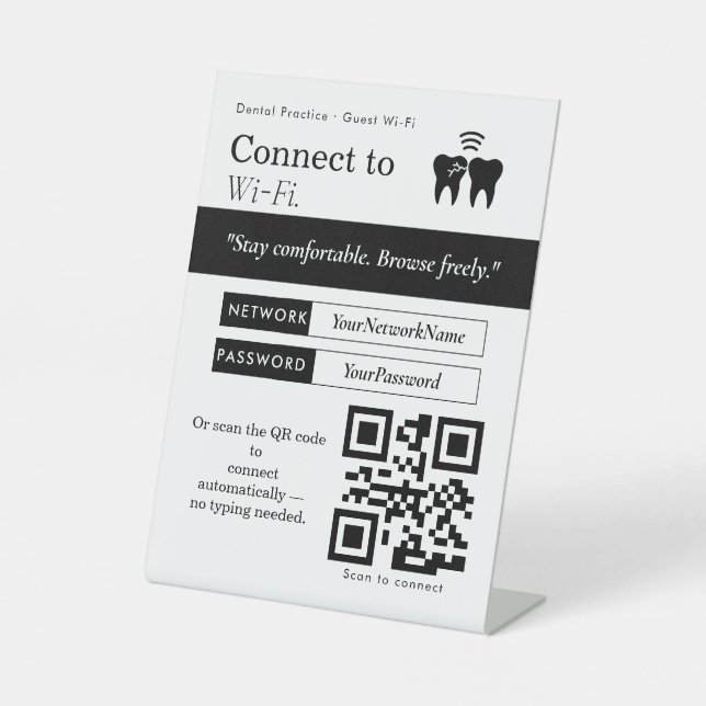 Panneau minimal de connexion au Wi‑Fi QR Code | Wi (Recto)