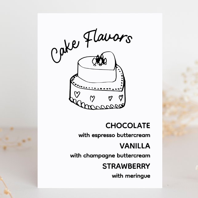 Panneau minimaliste moderne Mariage (Delight your guests with this elegant cake flavor display, perfect for any chic wedding reception.)
