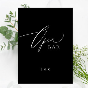 Panneau noir blanc 5 x 7 Mariage OUVERT Panneau