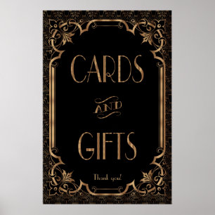 Panneau Noir Grand Gatsby Art Déco Cartes & Cadeau
