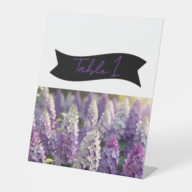 Panneau Numéro de table Mariage Lilac (Recto)
