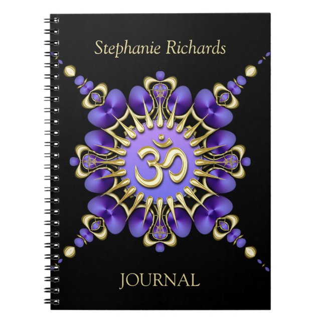 Panneau or satiné violet Om Carnet élégant (Devant)