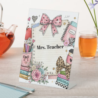 Panneau personnalisé pour enseignant, style mignon