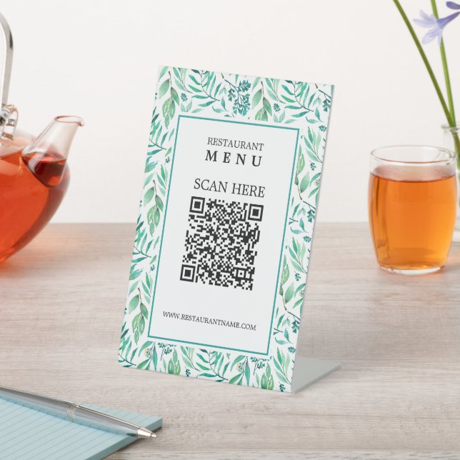 Panneau piédestal de menu numérique avec code QR e (In SItu)