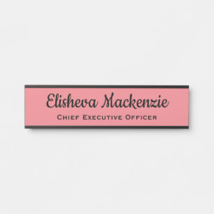 Panneau Plaque de nom de la porte de bureau - rose