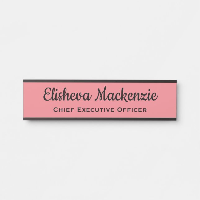 Panneau Plaque de nom de la porte de bureau - rose (Devant)