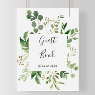 Panneau pour le livre d'or floral marron simple Eu