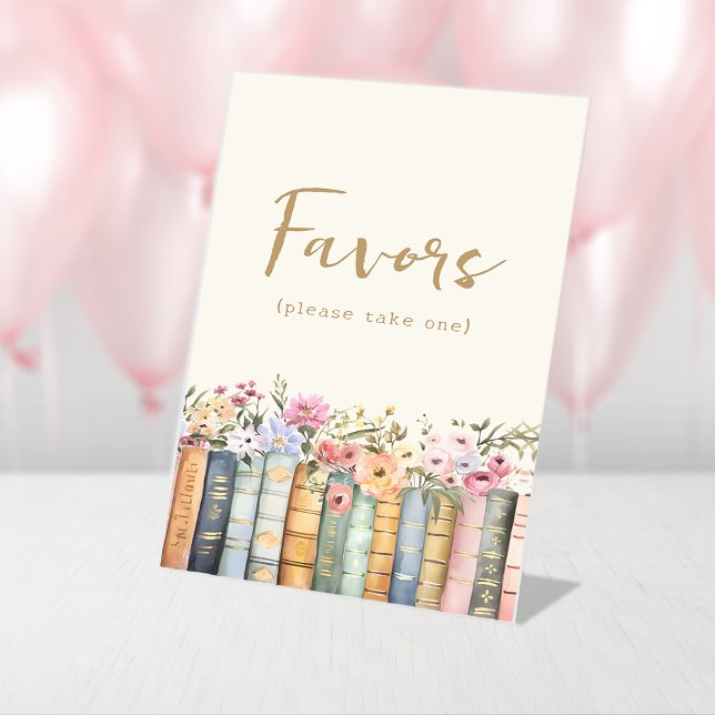 Panneau pour les favoris de Floral Books (Floral Books Favors Sign by Painted Paperie
)