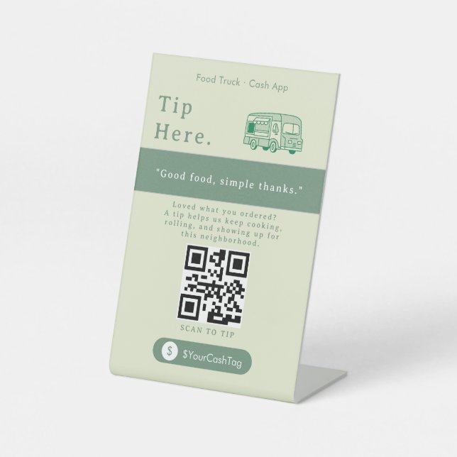 Panneau QR Code Élégant | Camion de Nourriture  (Recto)