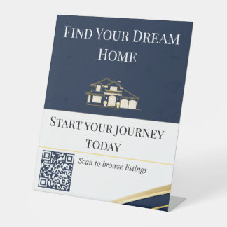Panneau QR de l'agent immobilier Navy Gold Dream H