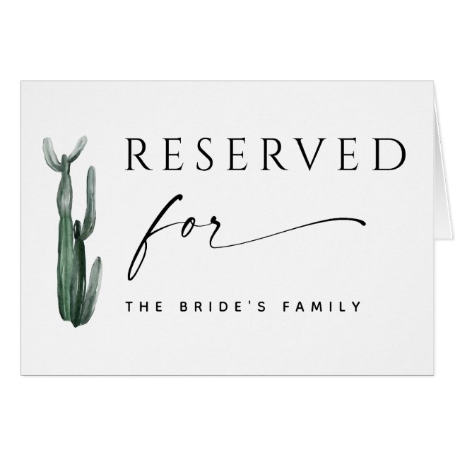 Panneau réservé Cactus aquarelle | Mariage Boho (Devant Horizontal)