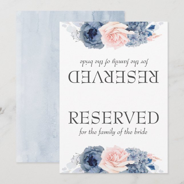 Panneau réservé Mariage aux fleurs rose bleu foncé (Devant / Derrière)