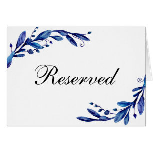 Panneau réservé mariage bleu. Carte de table flora