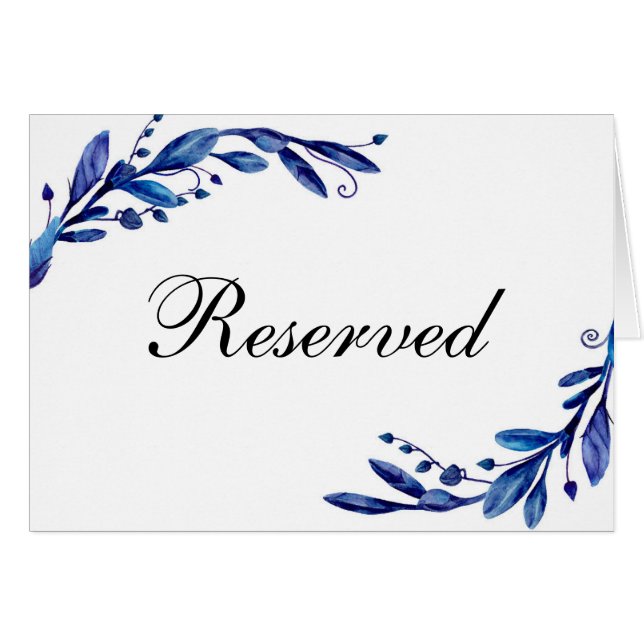 Panneau réservé mariage bleu. Carte de table flora (Devant Horizontal)