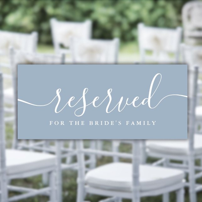 Panneau réservé Mariage de script bleu Dusty (Dusty Blue Script Wedding Reserved Chair Sig)