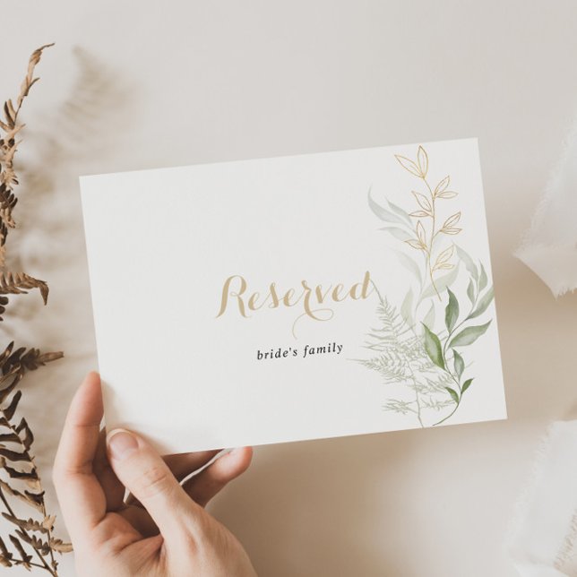 Panneau Réservé Mariage Gold Green Foliage (Créateur téléchargé)