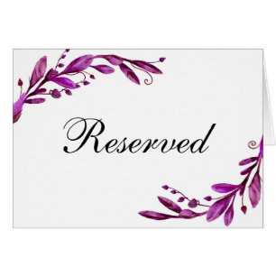 Panneau réservé mariage violet. Carte de table bot