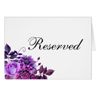 Panneau réservé. Mariage violet. Panneau de table