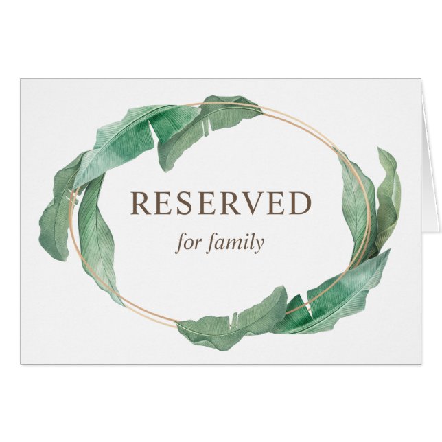 Panneau réservé tropical aquarelle. Mariage vert (Devant Horizontal)