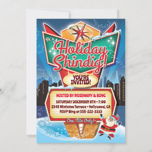 Panneau Retro Neon Invitation de Noël