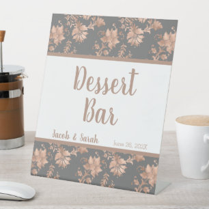 Panneau rose Gold Floral sur Grey Dessert Bar