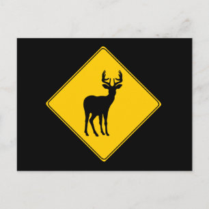 Panneau routier - Carte postale de cerfs