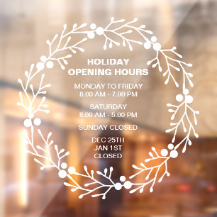 Panneau simple des heures d'ouverture pour les fêt