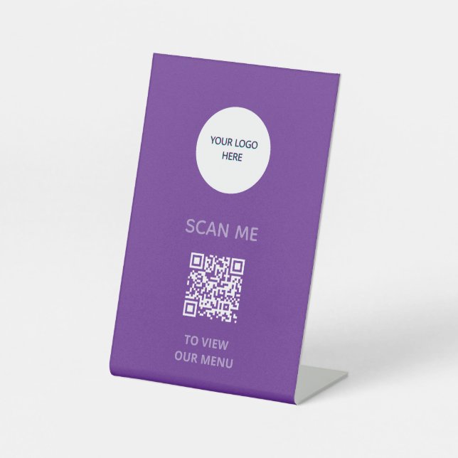 Panneau sur socle – Affichage de menu QR | violet (Recto)